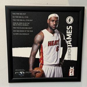 LeBron James Wall Poster Frame painted Heat Uniform ( Adidas ) # 6